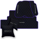 Black Leather Floor Mats for Ferrari 812 Superfast (2018-2023) with Single Diamond Pattern | Full Set Option