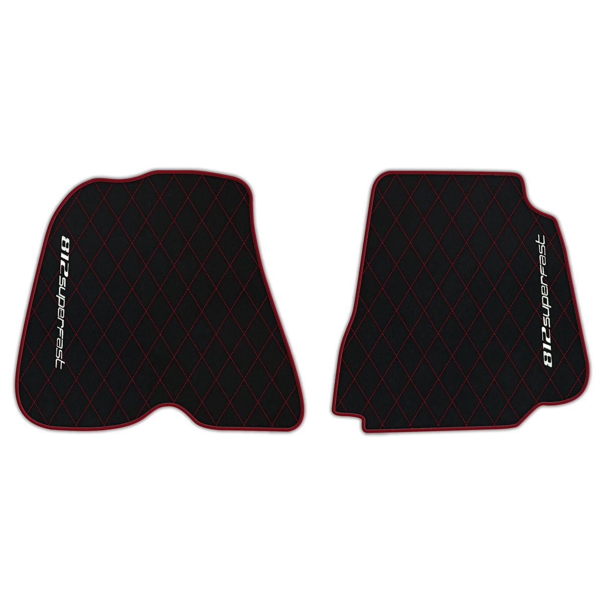 Black Leather Floor Mats for Ferrari 812 Superfast (2018-2023) with Single Diamond Pattern | Full Set Option