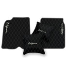 Black Leather Floor Mats for Ferrari California (2008-2014) with Double Diamond Pattern | Full Set Option