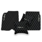 Black Leather Floor Mats for Ferrari California (2008-2014) with Double Diamond Pattern | Full Set Option