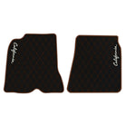 Black Leather Floor Mats for Ferrari California (2008-2014) with Double Diamond Pattern | Full Set Option