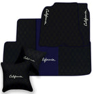 Black Leather Floor Mats for Ferrari California (2008-2014) with Double Diamond Pattern | Full Set Option