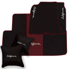Black Leather Floor Mats for Ferrari California (2008-2014) with Double Diamond Pattern | Full Set Option