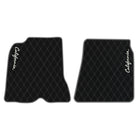 Black Leather Floor Mats for Ferrari California (2008-2014) with Double Diamond Pattern | Full Set Option