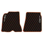 Black Leather Floor Mats for Ferrari California (2008-2014) with Double Diamond Pattern | Full Set Option