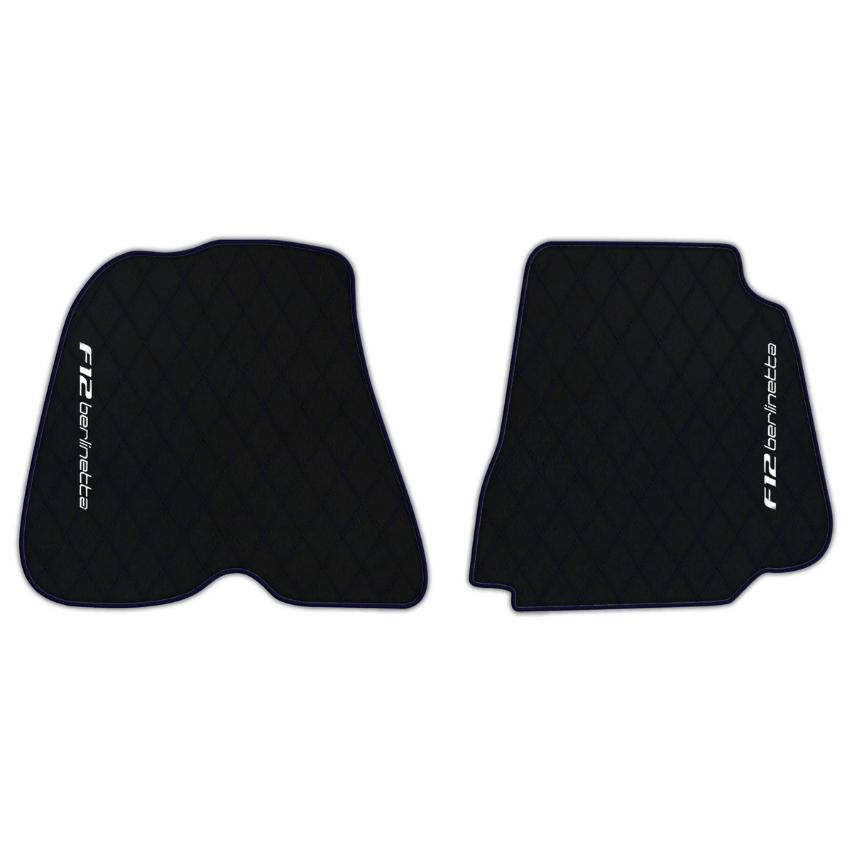 Black Leather Floor Mats for Ferrari F12 Berlinetta (2012-2022) with Single Diamond Pattern | Full Set Option