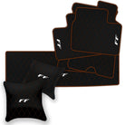 Black Leather Floor Mats for Ferrari FF (2011-2016) with Single Diamond Pattern | Full Set Option
