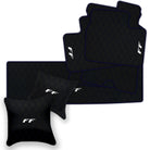 Black Leather Floor Mats for Ferrari FF (2011-2016) with Single Diamond Pattern | Full Set Option
