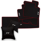 Black Leather Floor Mats for Ferrari FF (2011-2016) with Single Diamond Pattern | Full Set Option