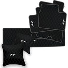 Black Leather Floor Mats for Ferrari FF (2011-2016) with Single Diamond Pattern | Full Set Option
