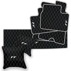 Black Leather Floor Mats for Ferrari FF (2011-2016) with Single Diamond Pattern | Full Set Option