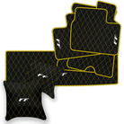 Black Leather Floor Mats for Ferrari FF (2011-2016) with Single Diamond Pattern | Full Set Option