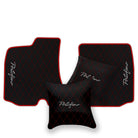 Black Leather Floor Mats for Ferrari Portofino (2018-2023) with Single Diamond Pattern | Full Set Option