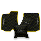 Black Leather Floor Mats for Ferrari Portofino (2018-2023) with Single Diamond Pattern | Full Set Option