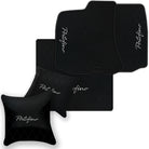 Black Leather Floor Mats for Ferrari Portofino (2018-2023) with Single Diamond Pattern | Full Set Option