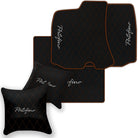Black Leather Floor Mats for Ferrari Portofino (2018-2023) with Single Diamond Pattern | Full Set Option