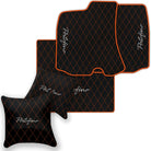 Black Leather Floor Mats for Ferrari Portofino (2018-2023) with Single Diamond Pattern | Full Set Option