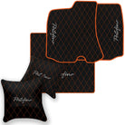 Black Leather Floor Mats for Ferrari Portofino (2018-2023) with Single Diamond Pattern | Full Set Option