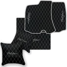 Black Leather Floor Mats for Ferrari Portofino (2018-2023) with Single Diamond Pattern | Full Set Option