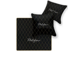 Black Leather Floor Mats for Ferrari Portofino (2018-2023) with Single Diamond Pattern | Full Set Option