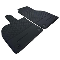 Black Leather Floor Mats for Lamborghini Aventador | Black Stitching - AutoWin