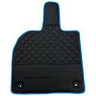 Black Leather Floor Mats For Lamborghini Aventador with Blue Trim - AutoWin