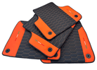 Black Leather Floor Mats For Lamborghini Urus S With Orange Nappa Leather - AutoWin