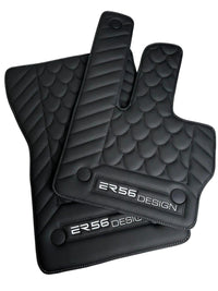 Black Leather Floor Mats For Mercedes-Benz G Class W461 (1979-2008) ER56 Design - AutoWin