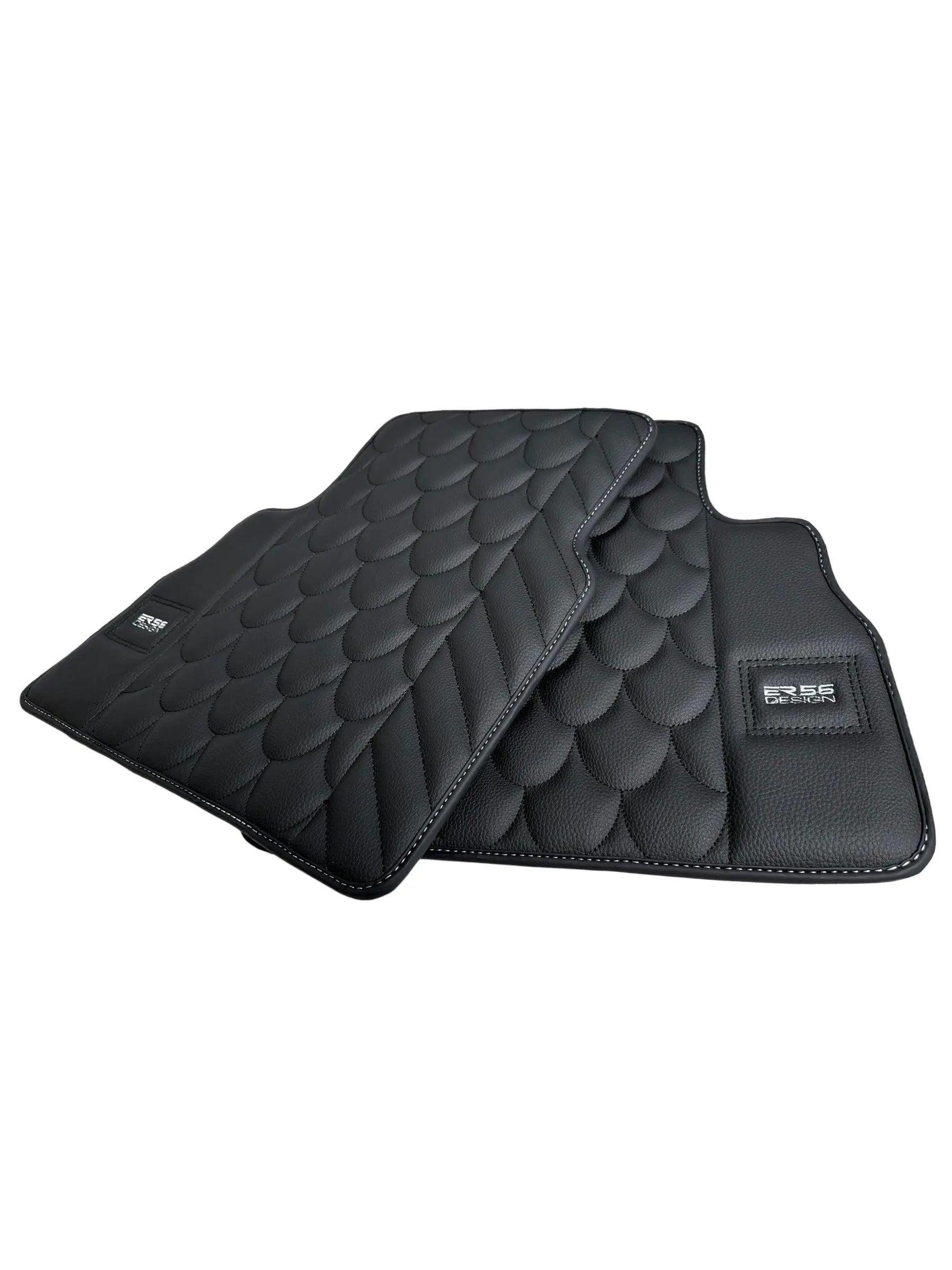 Black Leather Floor Mats For Mercedes-Benz G Class W463 (2008-2018) ER56 Design - AutoWin