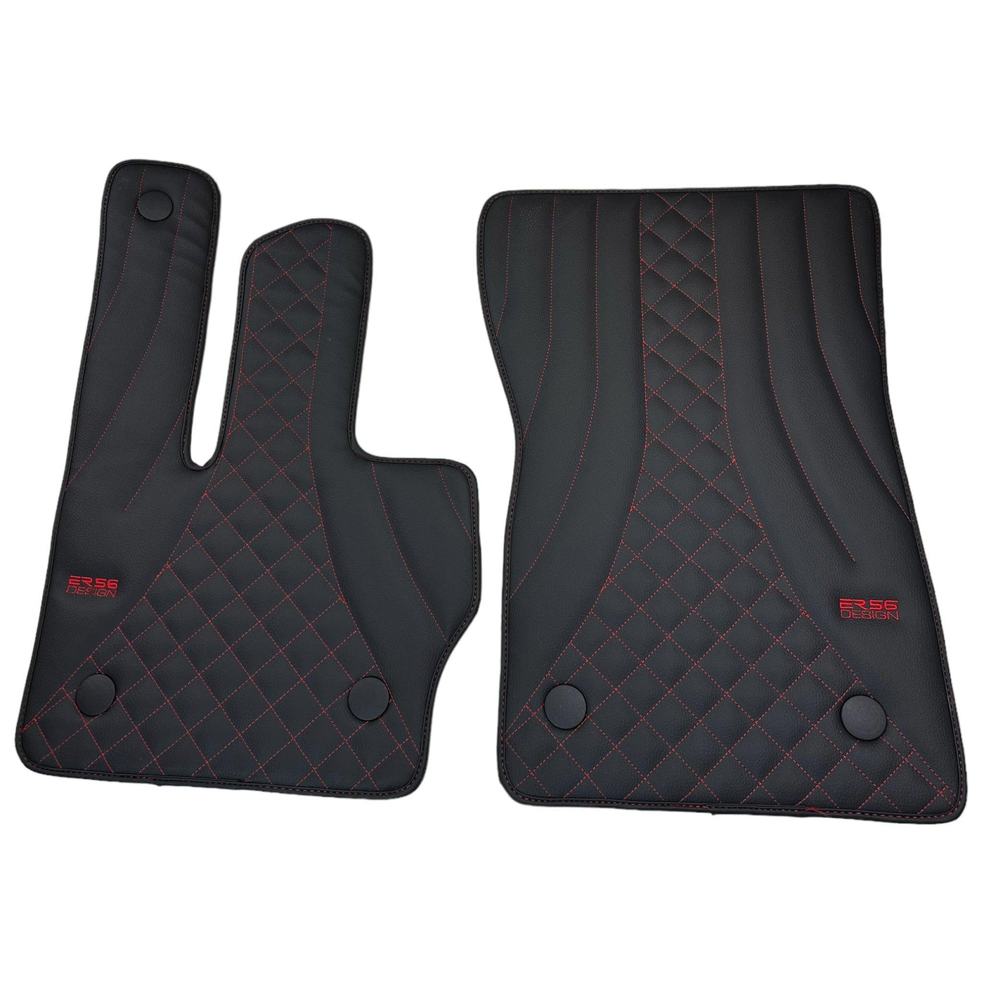 Black Leather Floor Mats for Mercedes-Benz G Class W463 2019-2022 ER56 Design - AutoWin