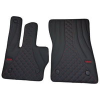 Black Leather Floor Mats for Mercedes-Benz G Class W463 2019-2022 ER56 Design - AutoWin