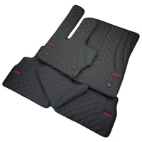 Black Leather Floor Mats for Mercedes-Benz G Class W463 2019-2022 ER56 Design - AutoWin