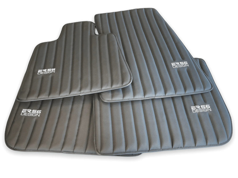 Black Leather Floor Mats for Rolls Royce Phantom VIII (2017-2024) ER56 Design Brand - AutoWin