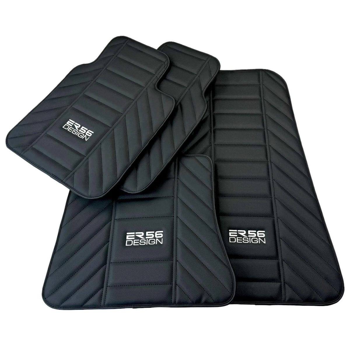 Black Leather Floor Mats for Rolls Royce Phantom VIII (2017-2024) ER56 Design - AutoWin