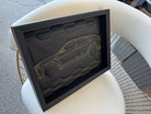 Black Leather Lamborghini Urus Inspired Wall Art: Embroidered Yellow Stitch - AutoWin
