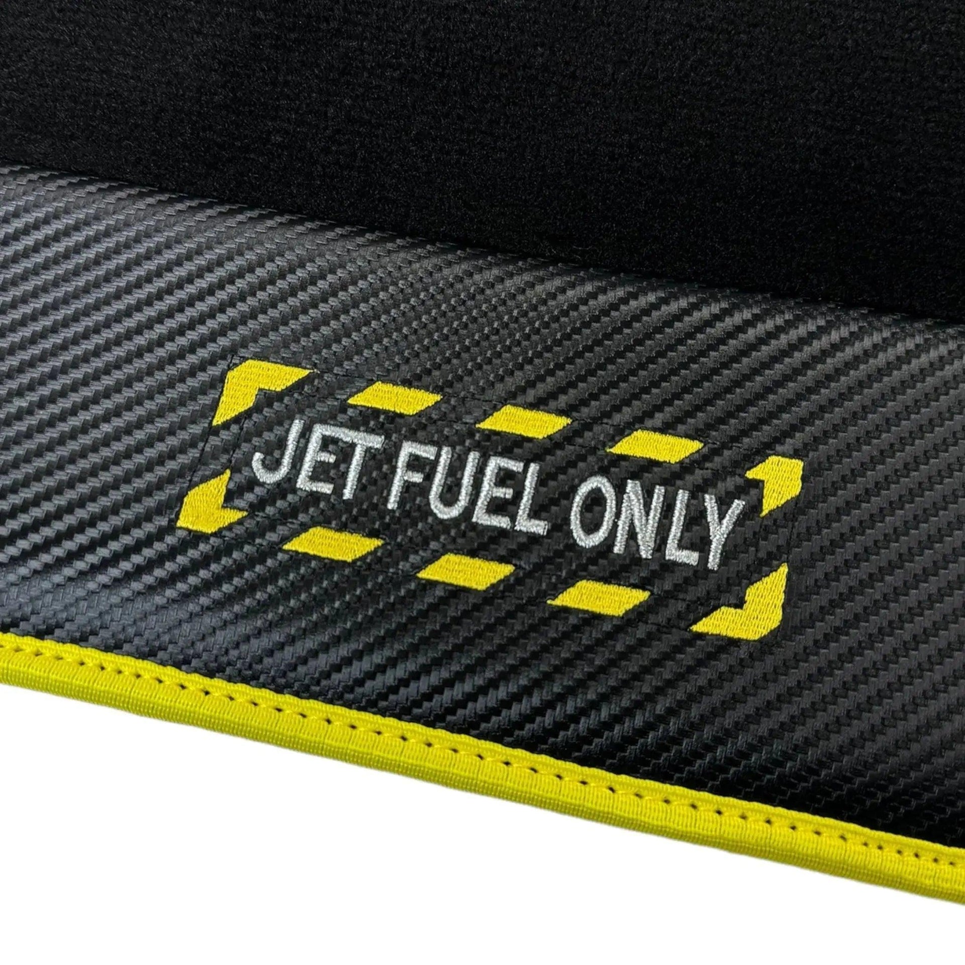 Black Mats For BMW 1 Series E88 Convertible | Fighter Jet Edition | Yellow Trim - AutoWin