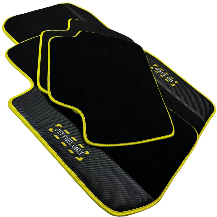 Black Mats For BMW U06 (2022-2026) | Fighter Jet Edition | Yellow Trim - AutoWin