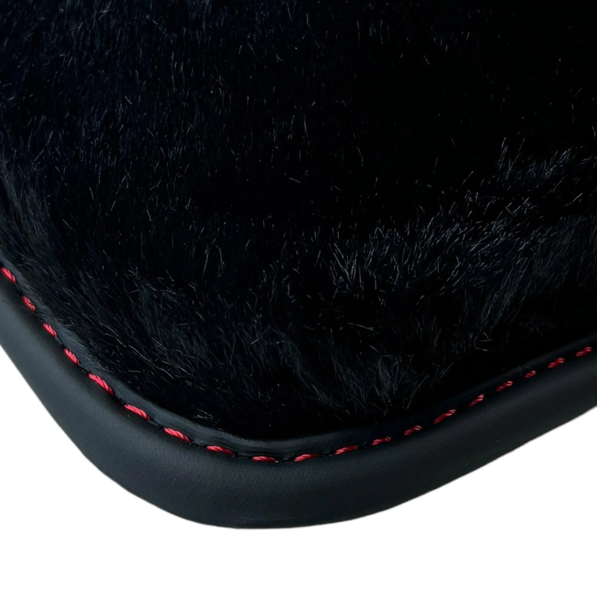 Black Sheepskin Floor Mats for Ferrari Portofino M (2018-2023) with Leather