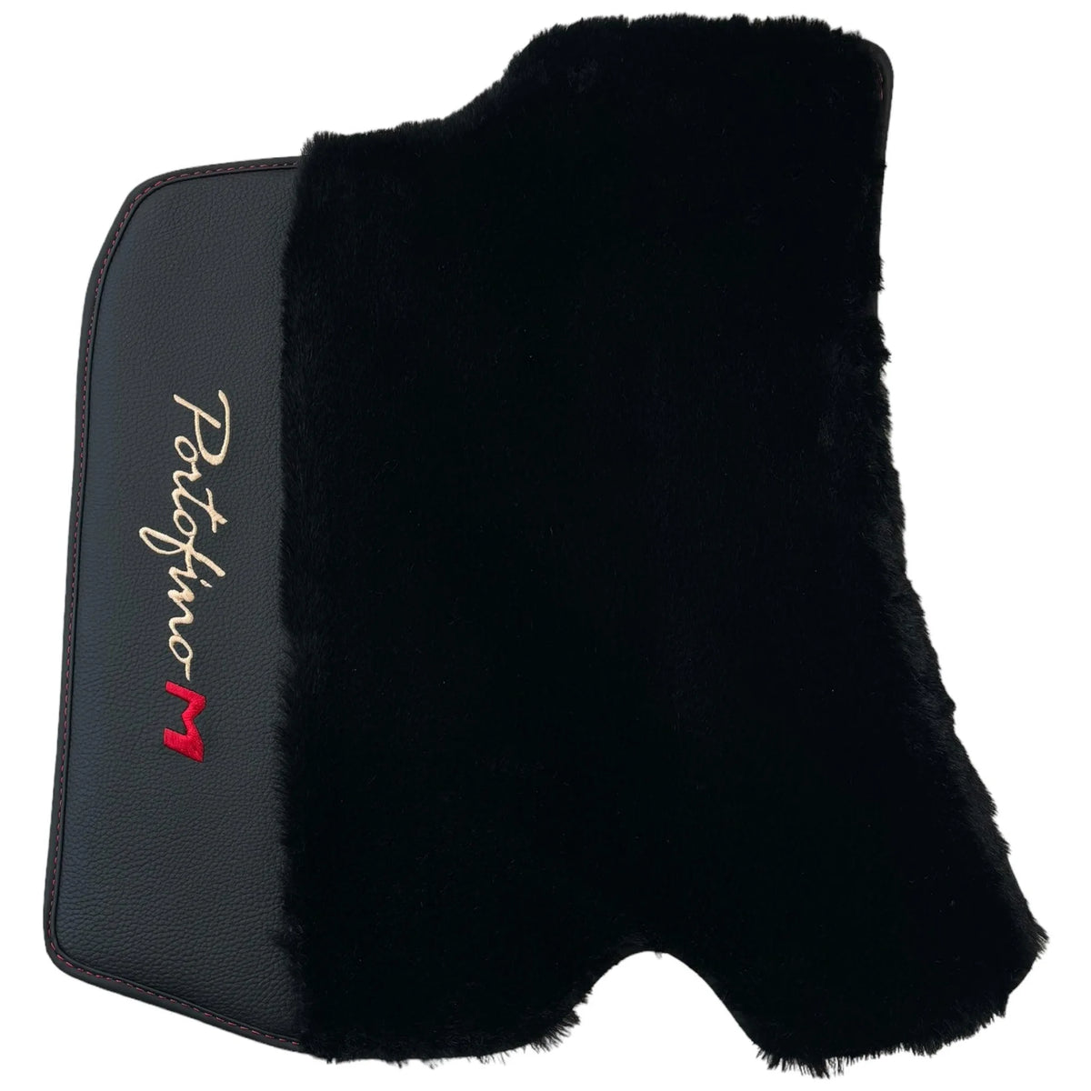 Black Sheepskin Floor Mats for Ferrari Portofino M (2018-2023) with Leather - AutoWin