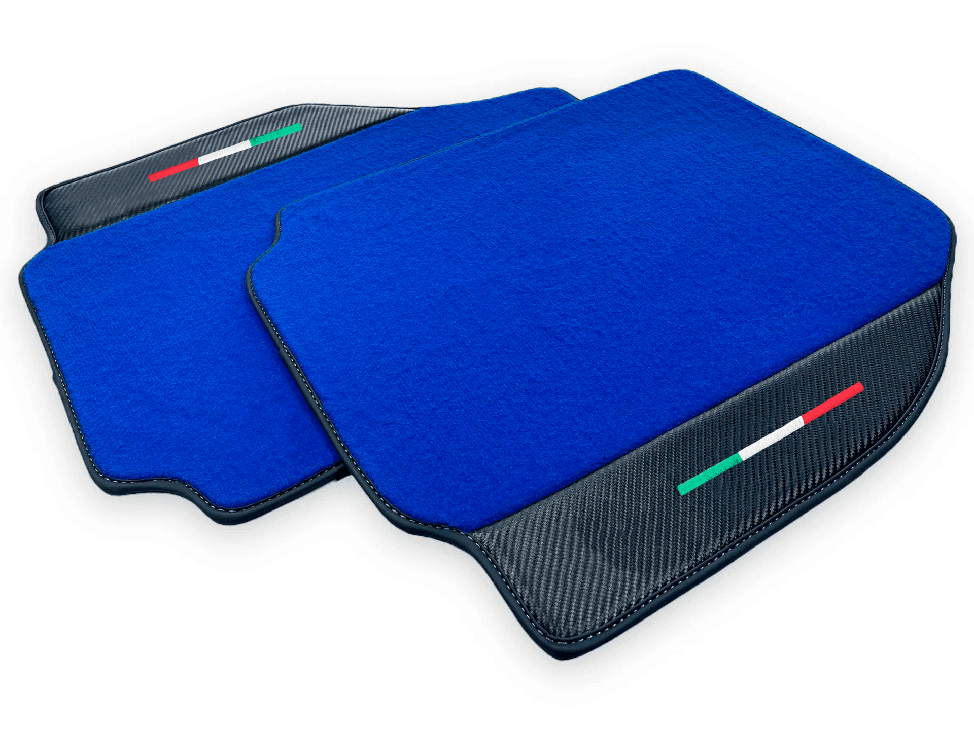 Blue Floor Mats For Ferrari 488 Pista Spider 2019-2021 With Carbon Fiber Leather