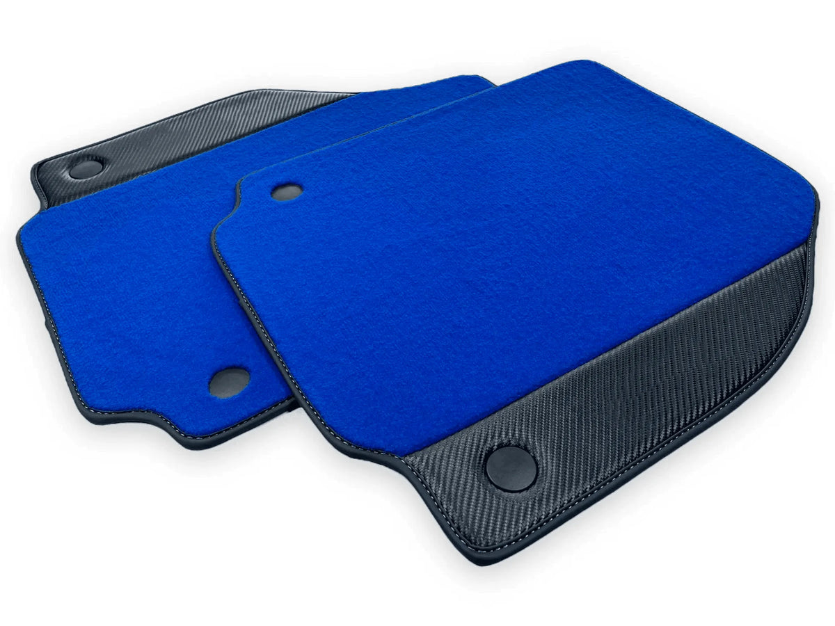 Blue Floor Mats For Ferrari 458 GT2 2012-2015 Carbon Fiber Leather