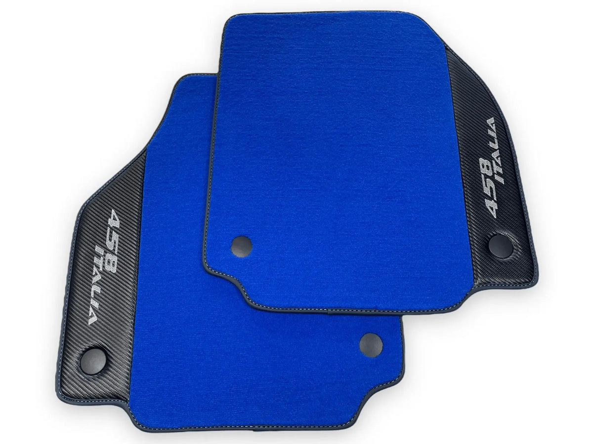 Blå Bilmatter For Ferrari 458 Italia 2009-2015 Karbonfiber Lær - AutoWin