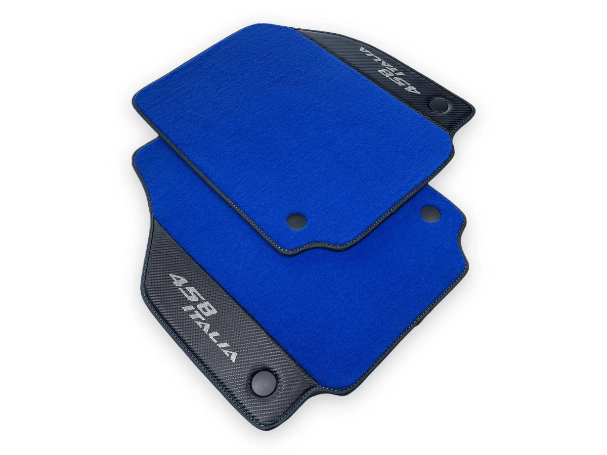 Blå Bilmatter For Ferrari 458 Italia 2009-2015 Karbonfiber Lær - AutoWin