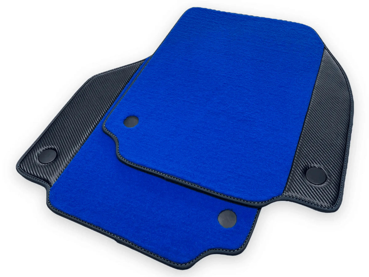 Blue Floor Mats For Ferrari 458 Italia 2009-2015 Carbon Fiber Leather