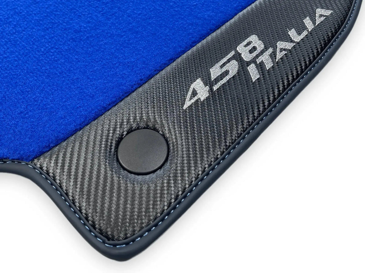 Blå Bilmatter For Ferrari 458 Italia 2009-2015 Karbonfiber Lær - AutoWin