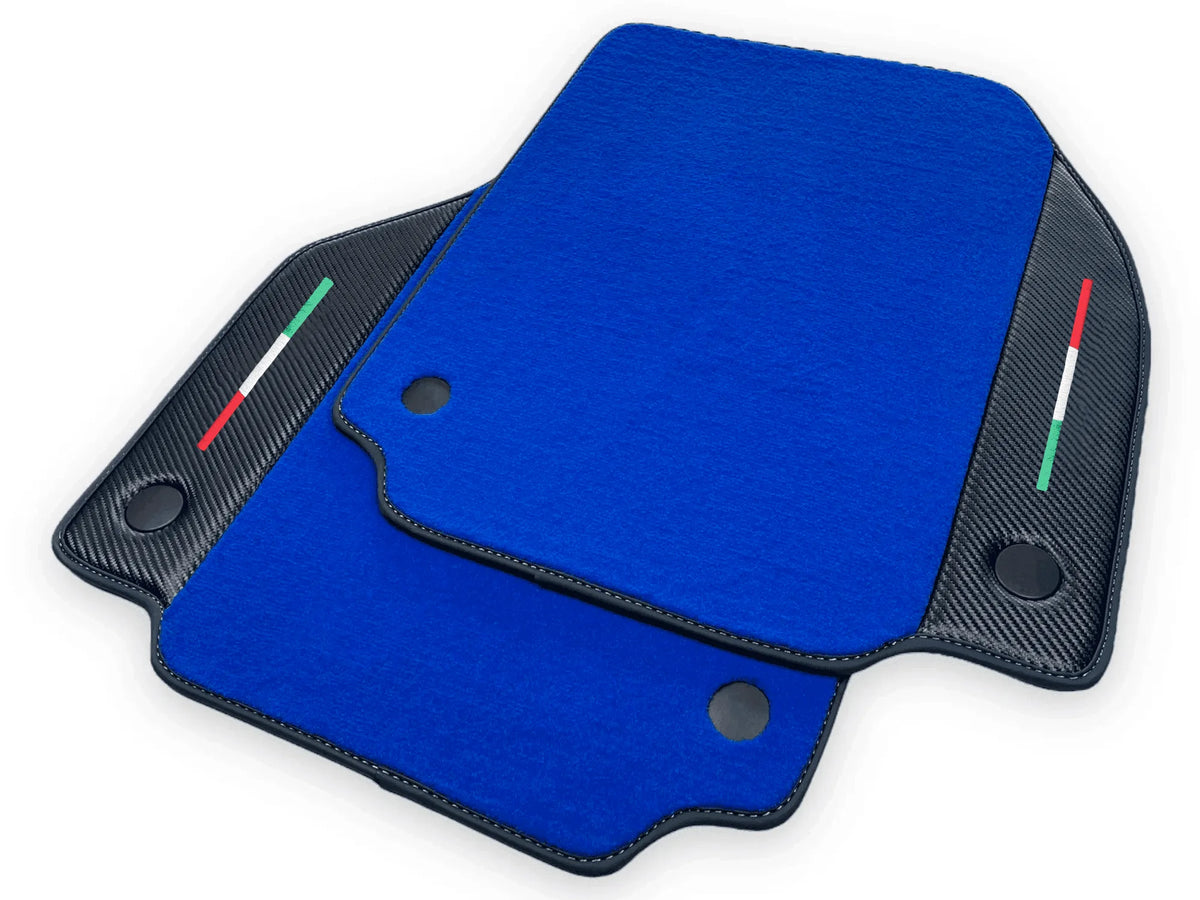 Blue Floor Mats For Ferrari 458 Italia 2009-2015 Carbon Fiber Leather