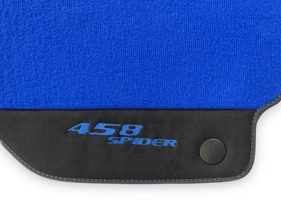 Blå Bilmatter For Ferrari 458 Italia 2009-2015 Med Alcantara Lær - AutoWin