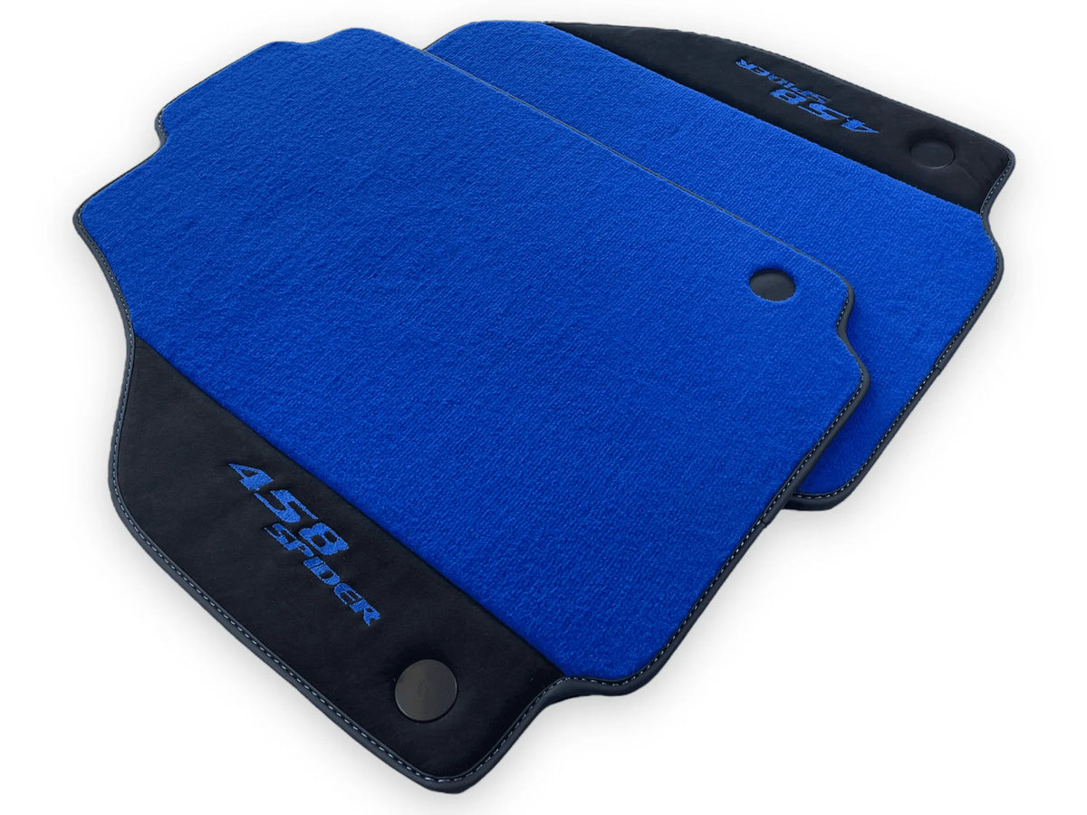 Blå Bilmatter For Ferrari 458 Italia 2009-2015 Med Alcantara Lær - AutoWin