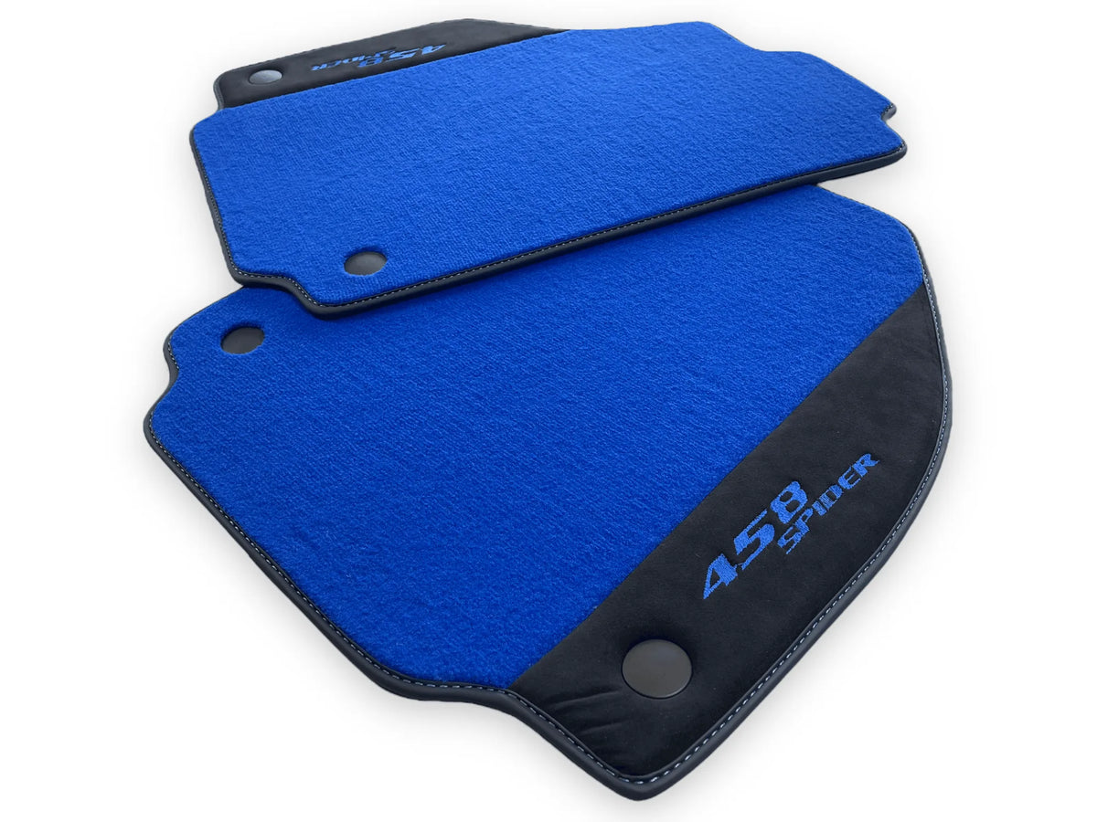 Blå Bilmatter For Ferrari 458 Italia 2009-2015 Med Alcantara Lær - AutoWin