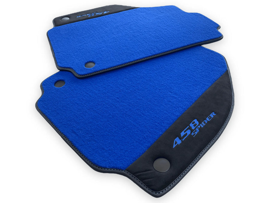 Blå Bilmatter For Ferrari 458 Italia 2009-2015 Med Alcantara Lær - AutoWin